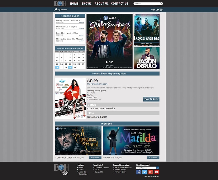 a screenshot of boxofficehits' homepage