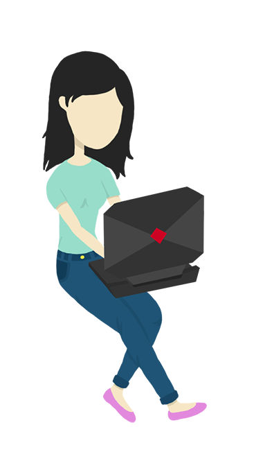 an illustration of a girl with a laptop