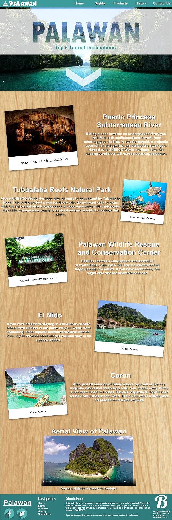 a screenshot of a palawan website's tourist destinations page