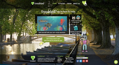 a screenshot of troubled's homepage